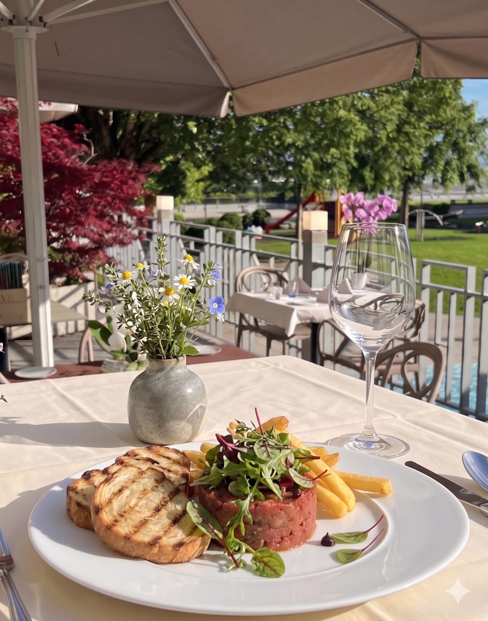 Tartare servi en terrasse